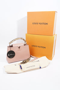 LOUIS VUITTON CAPUCINES MM MAGNOLIA PINK / PYTHON OR PINK STRAP TAURILLON LEATHER