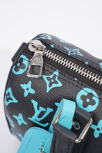 Load image into Gallery viewer, LOUIS VUITTON KEEPALL BANDOULIERE BLACK AND BLUE MONOGRAM COATED CANVAS 25CM
