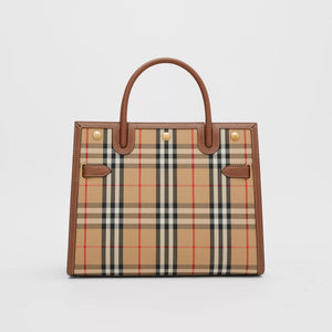 Leather and Vintage Check Two-handle Medium Title Bag