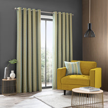 Load image into Gallery viewer, Elements Kansas Stripe Chartreuse Eyelet Curtains
