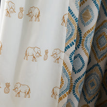 Load image into Gallery viewer, Pineapple Elephant Ziri Teal Eyelet Curtains
