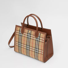 Load image into Gallery viewer, Leather and Vintage Check Two-handle Medium Title Bag

