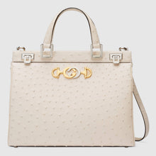 Load image into Gallery viewer, Gucci Zumi ostrich medium top handle bag
