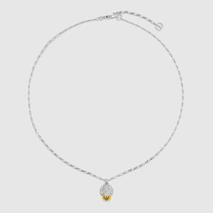 White gold lion head necklace