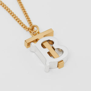 Gold and Palladium-plated Monogram Motif Necklace