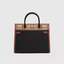 Load image into Gallery viewer, Leather and Vintage Check Two-handle Medium Title Bag
