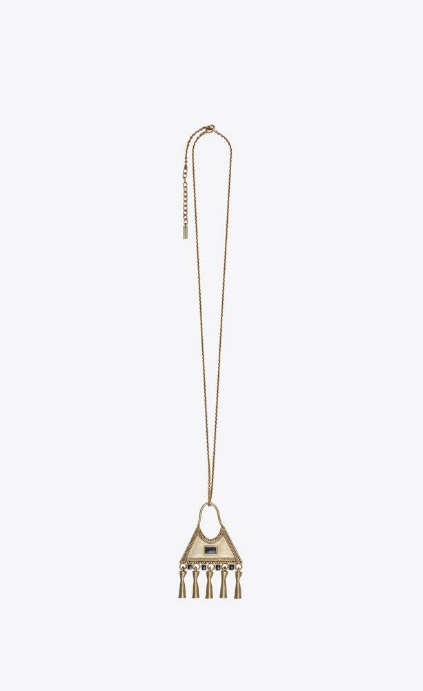 TRIANGLE CHARM PENDANT NECKLACE IN METAL AND ENAMEL