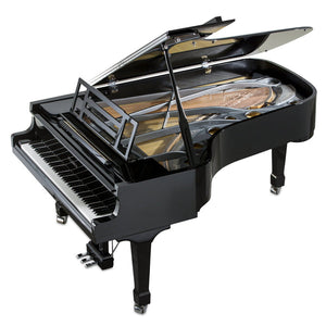 Feurich 218 Concert I Silent Grand Piano; Polished Black with Chrome Fittings