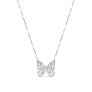Butterfly pendant in white gold