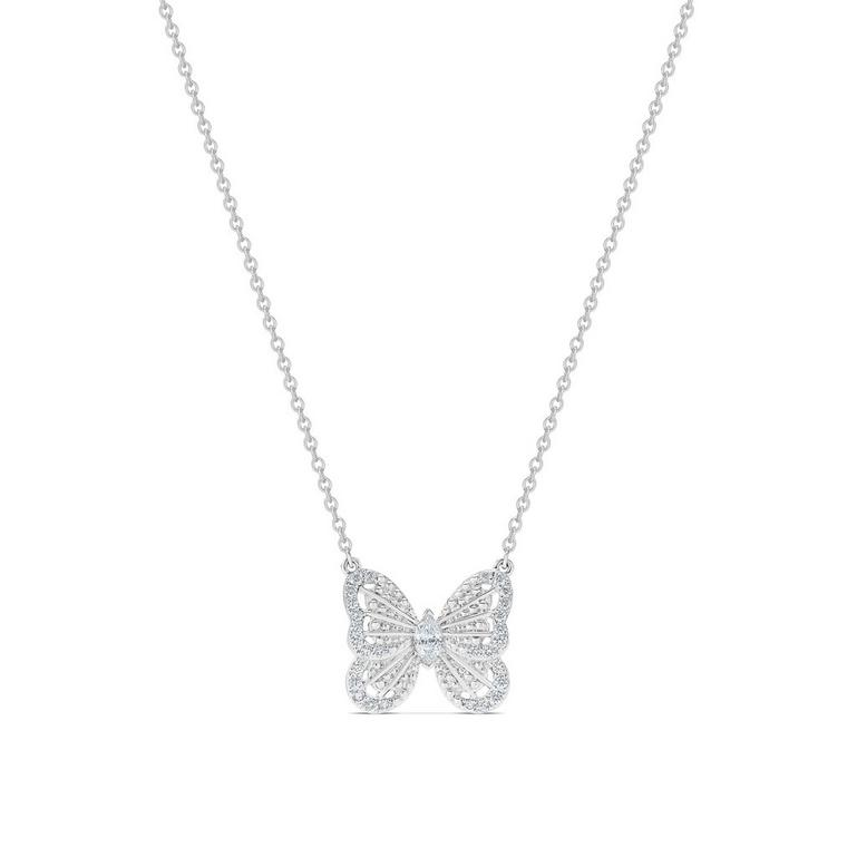 Butterfly pendant in white gold