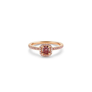 Aura fancy intense pink radiant-cut diamond ring