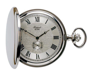 Rapport-Watch Accessories-Quartz Full Hunter Silver Tone Pocket Watch with Silver Dial-