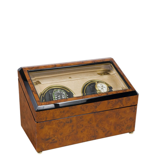 Rapport-Watch Winder-Optima Walnut Burr Duo Watch Winder-