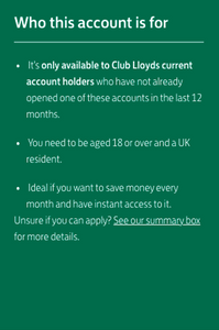 Club Lloyds Monthly Saver - save £25 -
