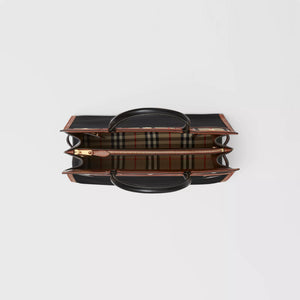 Leather and Vintage Check Two-handle Medium Title Bag