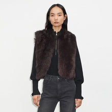 Load image into Gallery viewer, Toscana Shearling Reversible Cropped Gilet
