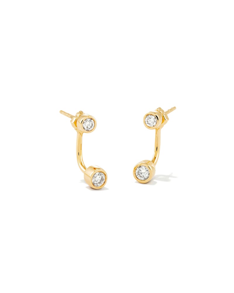 Audrey 14k Yellow Gold Ear Jacket Earrings in White Diamond