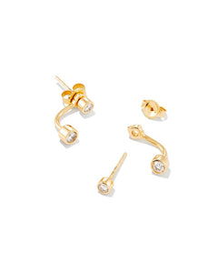 Audrey 14k Yellow Gold Ear Jacket Earrings in White Diamond