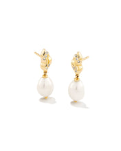Load image into Gallery viewer, Charlton 14k Yellow Gold Drop Earrings in White Pearl
