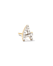 Load image into Gallery viewer, Letter A 14k Yellow Gold Stud Earring in White Diamond
