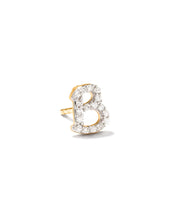 Load image into Gallery viewer, Letter A 14k Yellow Gold Stud Earring in White Diamond
