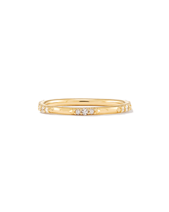 Posey 14k Yellow Gold Band Ring in White Diamonds