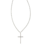 Load image into Gallery viewer, Thin Cross 14k Yellow Gold Charm in White Diamond

