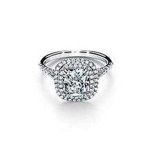 Load image into Gallery viewer, Tiffany Soleste Cushion-cut Double Halo Engagement Ring with a Diamond Platinum Band
